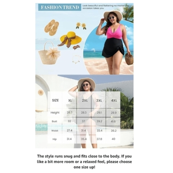 MFAVIP - 3X WPink and Black Swim Dress - Picture 3 of 12